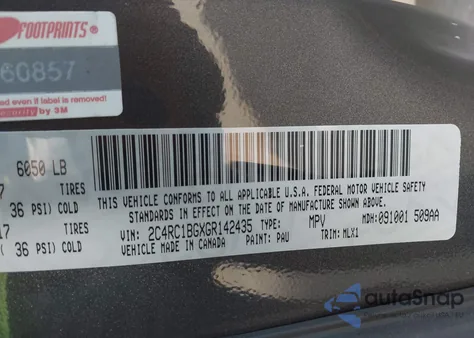 2016 Chrysler Town & Country Touring из США, поврежденный, VIN 2C4RC1BGXGR142435